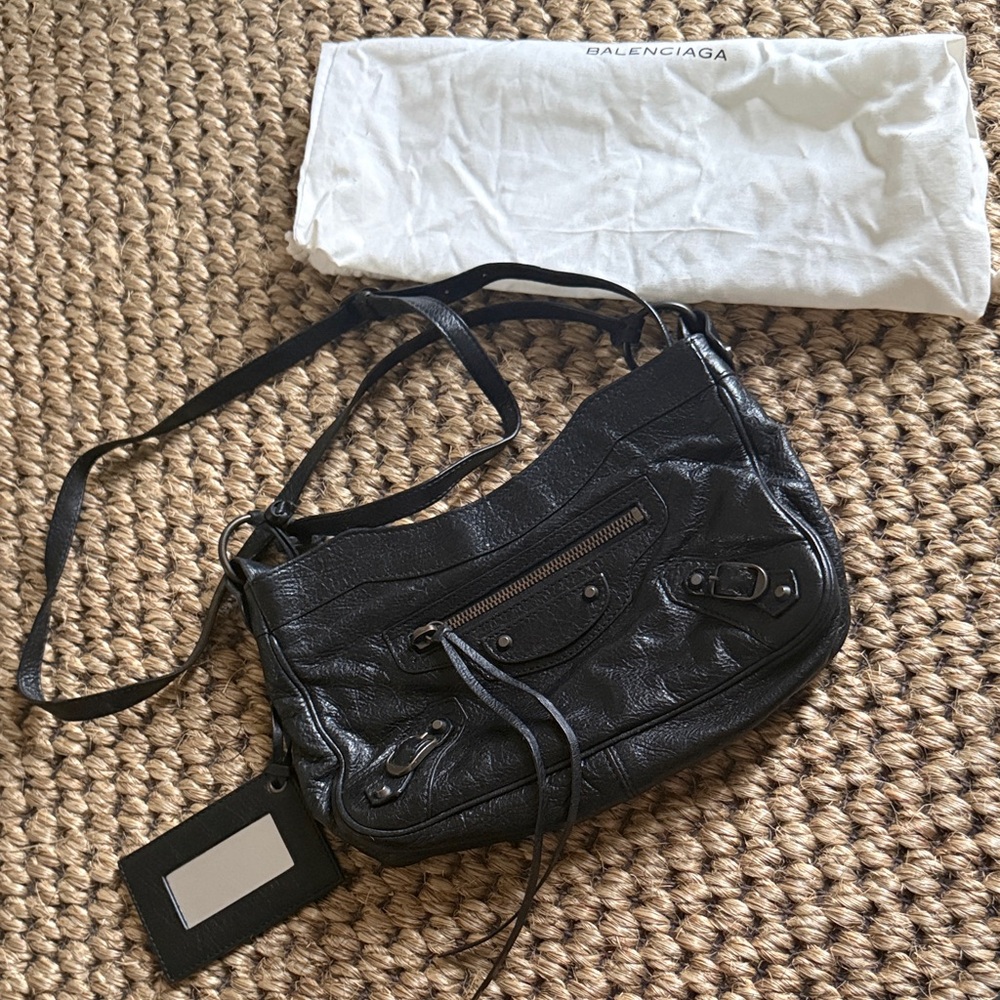 Balenciaga Black Leather Shoulder Bag